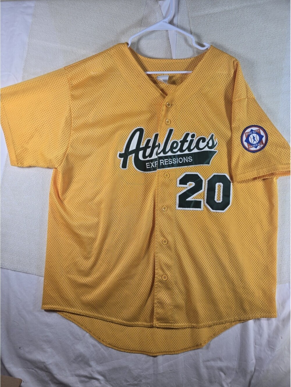 Vintage Augusta Sportswear Babe Ruth Baseball Jersey 2XL Yellow Athletics 20